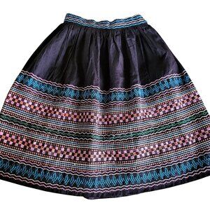 Vintage Tachi Castillo Embroidered Cotton Skirt 1960s READ DESCRIPTION